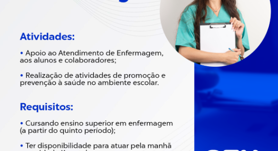 CEV abre seleção para estágio de Enfermagem