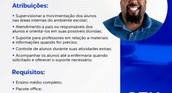 OPORTUNIDADE: Vaga para Inspetor de Alunos